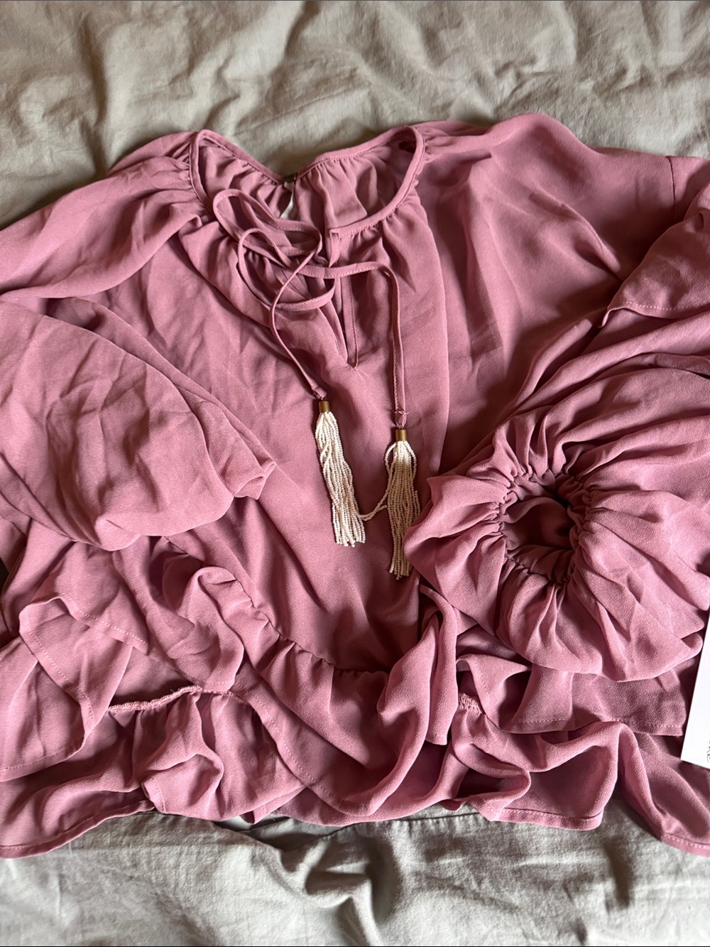 Young fabulous & broke  Anthropology dusty pink beads tunic NWT S
